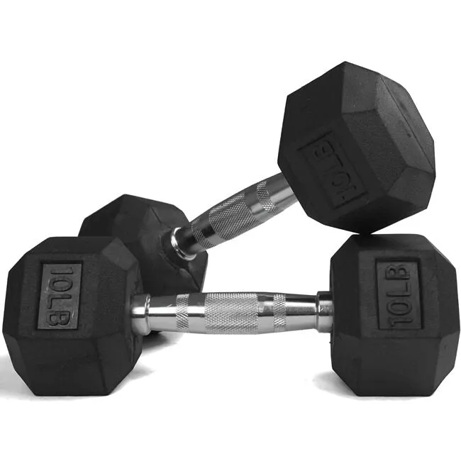 10 LB Rubber Hex Dumbbells