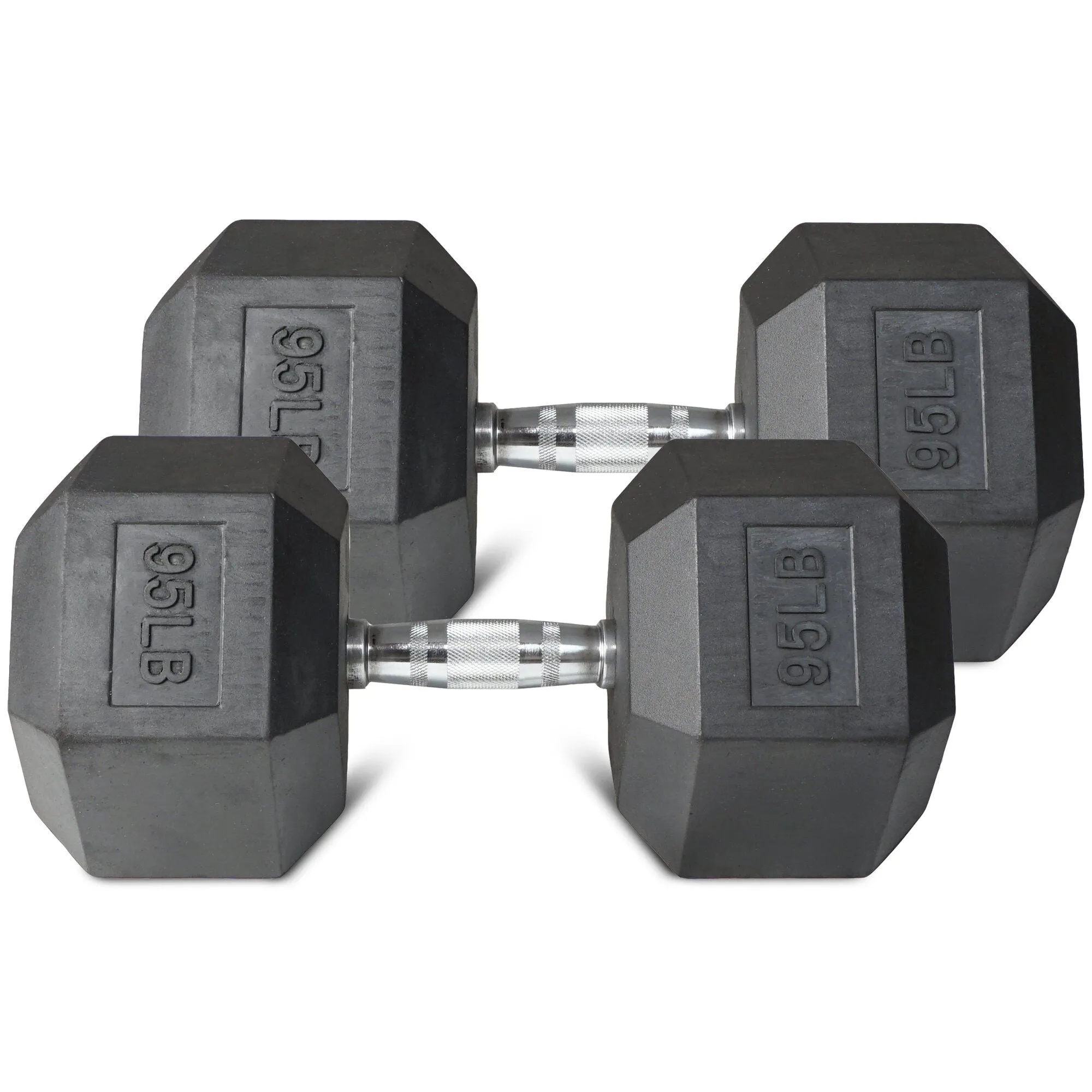 95 LB Rubber Hex Dumbbells