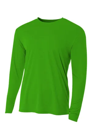 A4 Mens Performance Moisture Wicking Long Sleeve Crewneck T-Shirt - Kelly Green