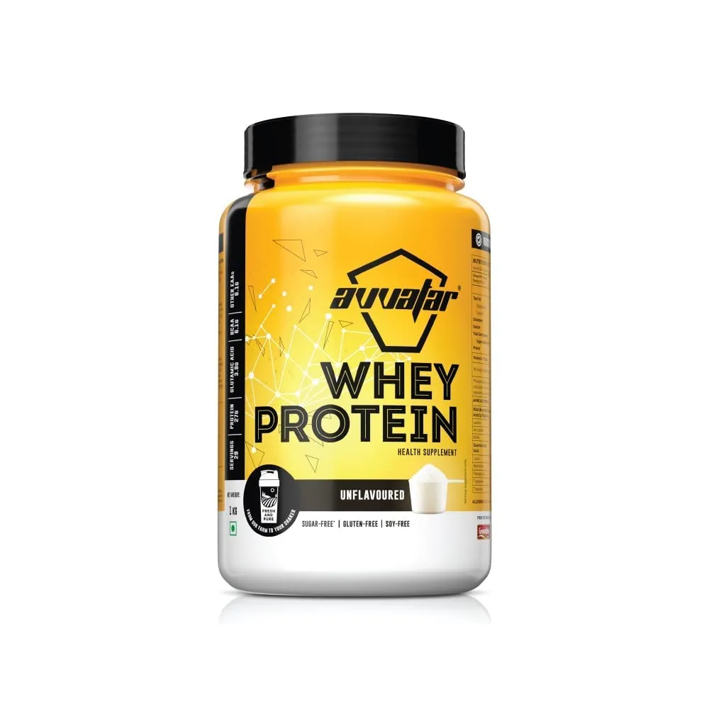 AVVATAR WHEY PROTEIN | 1 KG | Unflavoured | 27g Protein | 29 Servings | Isolate & Concentrate Blend