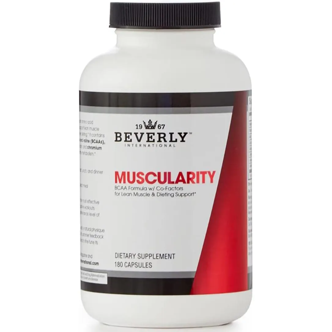 Beverly International Muscularity Specialty BCAA Formula, 180 Capsules. Branched Chain Amino Acids   Chromium Picolinate, B6-B12. Improves Energy Metabolism - Muscle Recovery - Muscle Guard.