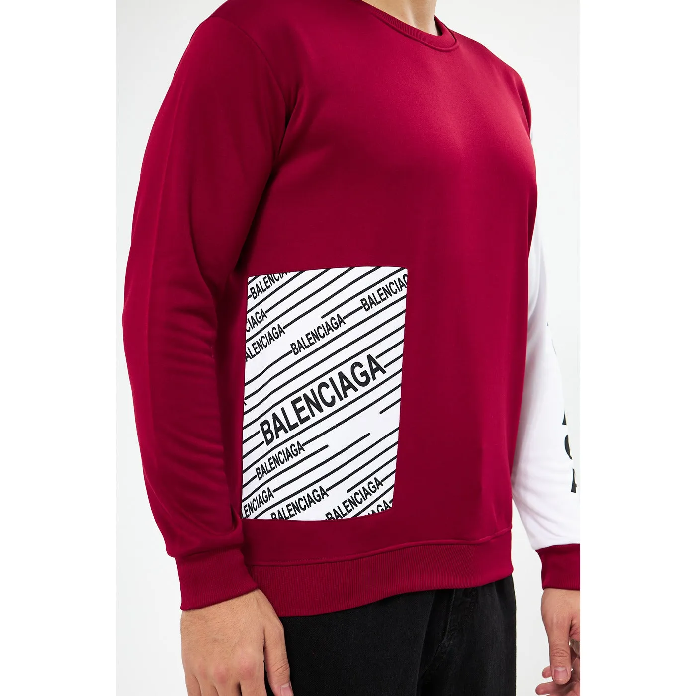 BGA Burgundy Sleeves Contrast Sweatshirt