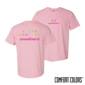 Delta Upsilon Comfort Colors Candy Hearts Short Sleeve Tee