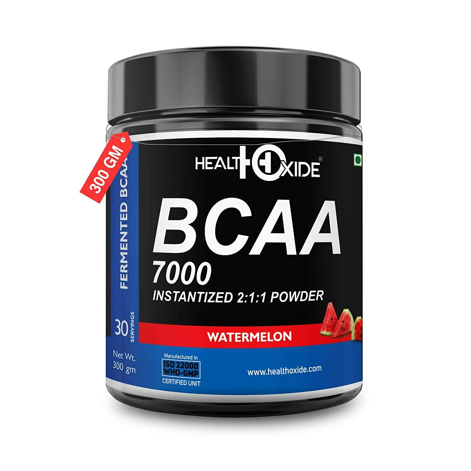 HealthOxide BCAA 7000 Amino Acid INSTANTIZED 2:1:1 POWDER - 300 gm (Watermelon)