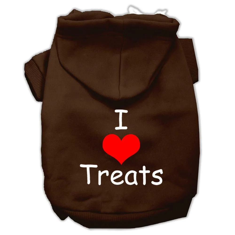 I Love Treats Screen Print Pet Hoodies Brown Size XL (16)