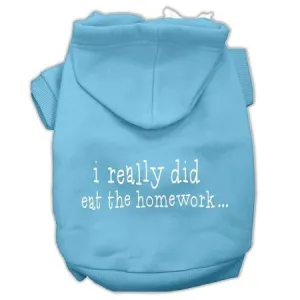 I Really Did Eat The Homework Screen Print Pet Hoodies Baby Blue Size S (10)