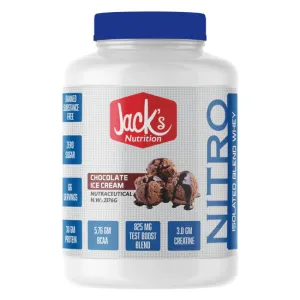 JACK'S NUTRITION Nitro Whey Protein | 30g Protein| 5.76g BCAA,| 3g Creatine| 850mg Test Boost Blend | Zero Sugar | Gluten Free| -66 Servings- Lean Muscle protein- 5.3 Lb / 2.37Kg (CHOCOLATE ICE CREAM)