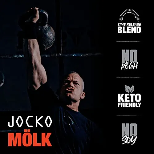 Jocko Mölk Whey Protein Powder (Chocolate Peanut Butter) - Keto, Probiotics, Grass Fed, Digestive Enzymes, Amino Acids, Sugar Free Monk Fruit Blend - Supports Muscle Recovery and Growth - 31 Servings