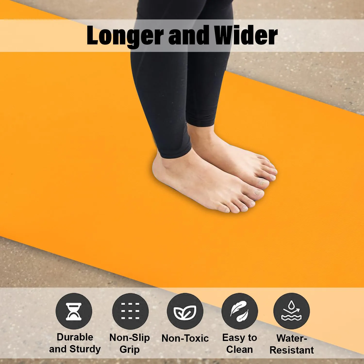 Kuber Industries Yoga Mat | Eva Foam Workout Mat | Anti-Skid Floor Exercise Mat | Carpet Mat for Gym-Fitness | Yoga Mat for Women | Yoga Mat for Men | 6 MM | Orange