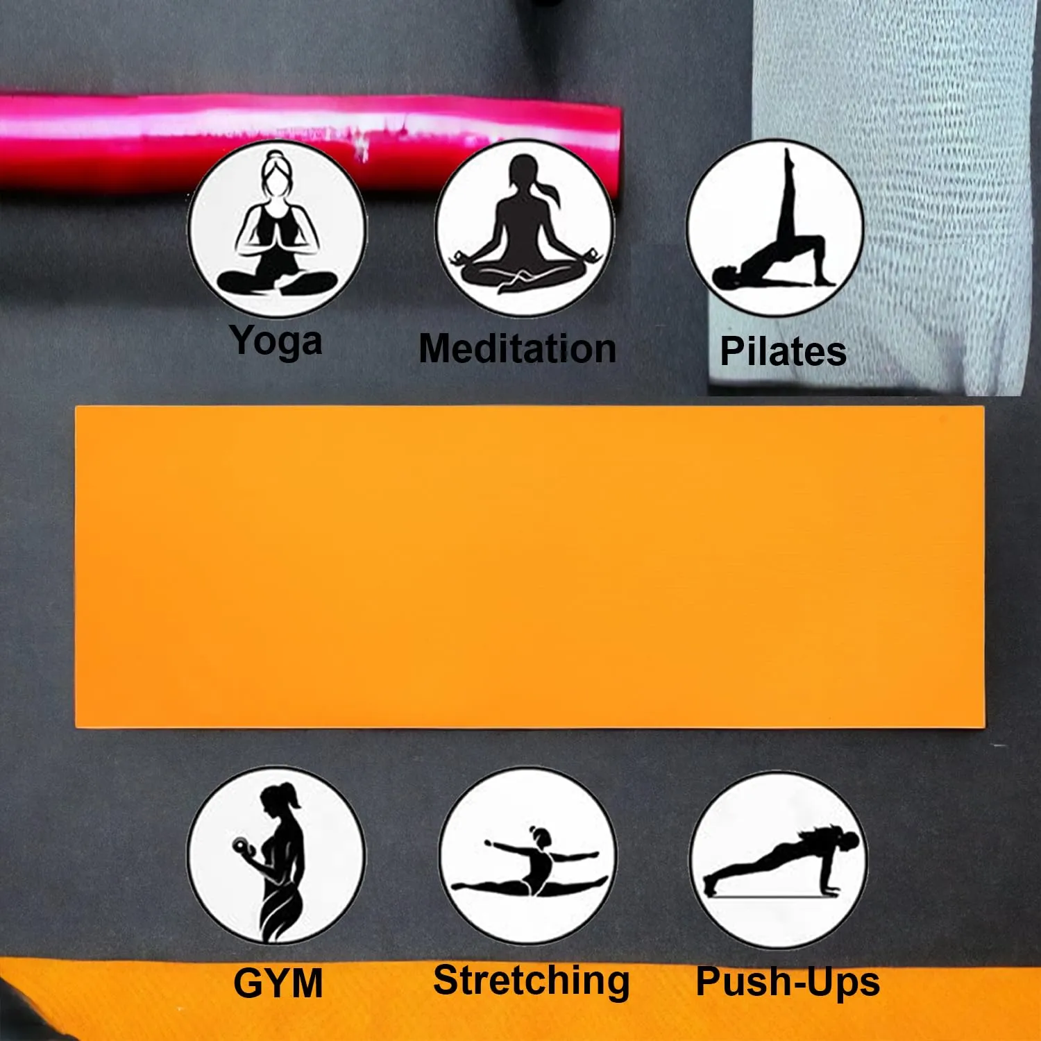 Kuber Industries Yoga Mat | Eva Foam Workout Mat | Anti-Skid Floor Exercise Mat | Carpet Mat for Gym-Fitness | Yoga Mat for Women | Yoga Mat for Men | 6 MM | Orange