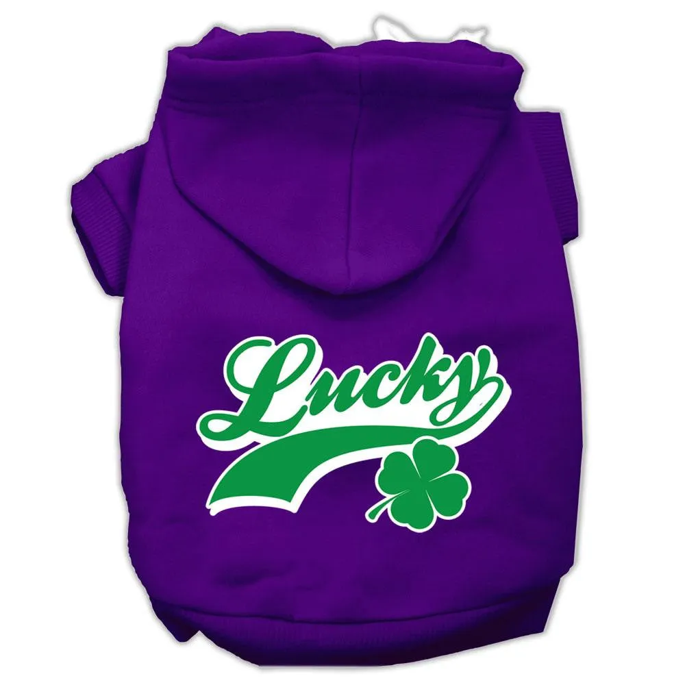 Lucky Swoosh Screen Print Pet Hoodies Purple Size Med (12)