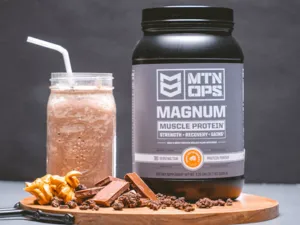 MTN OPS, Magnum Chocolate Protein Powder, 23g of Whey Isolate Protein & Milk Protein with BCAAs, Zero Sugar & Gluten Free 30-Serving Tub