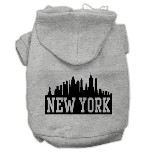 New York Skyline Screen Print Pet Hoodies Grey Size Sm (10)