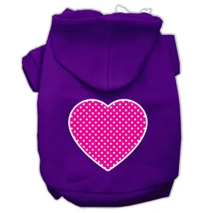 Pink Swiss Dot Heart Screen Print Pet Hoodies Purple Size XL (16)