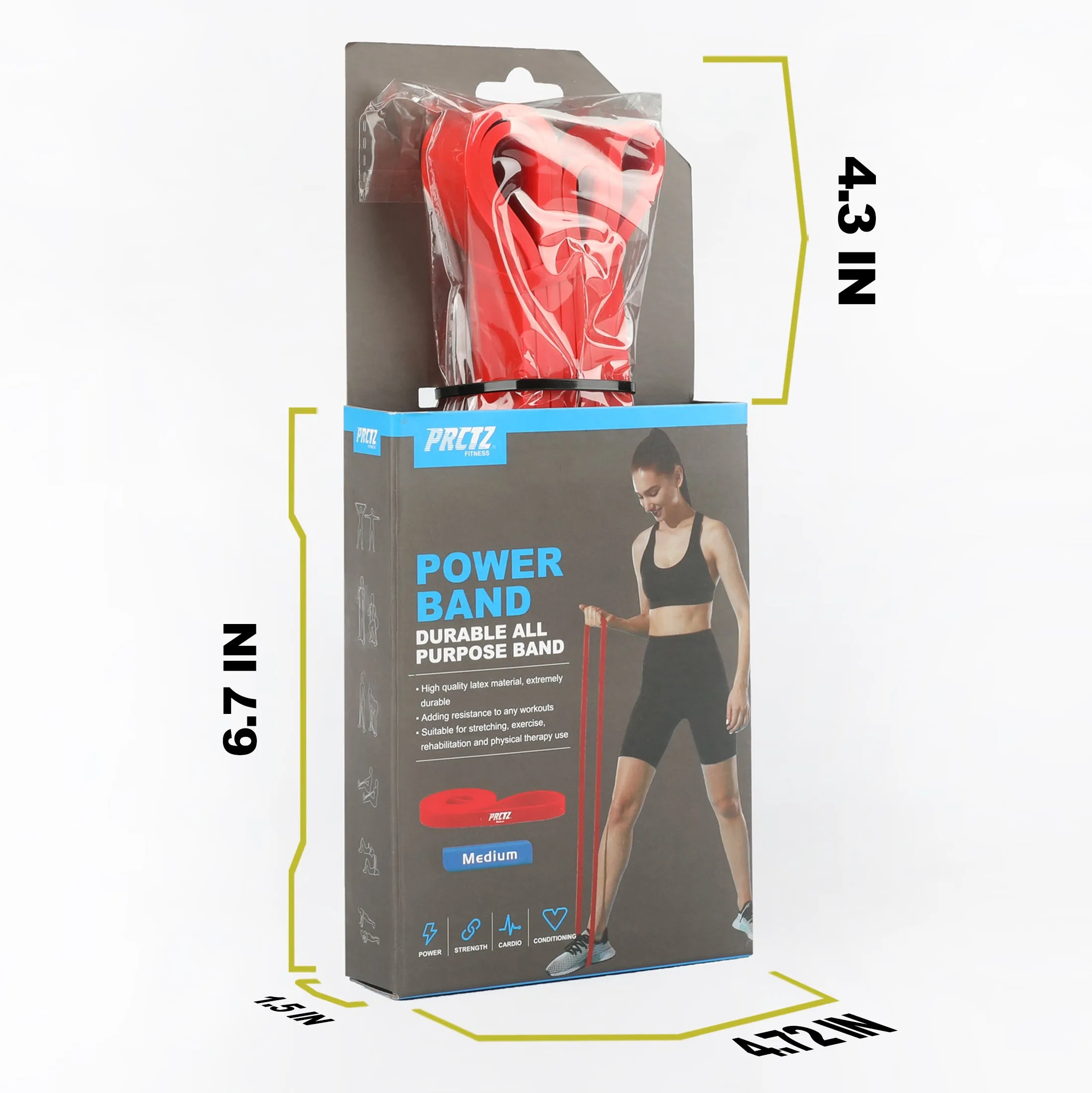 PRCTZ Power Training Band, Medium, Resistance Strength up to 79lbs