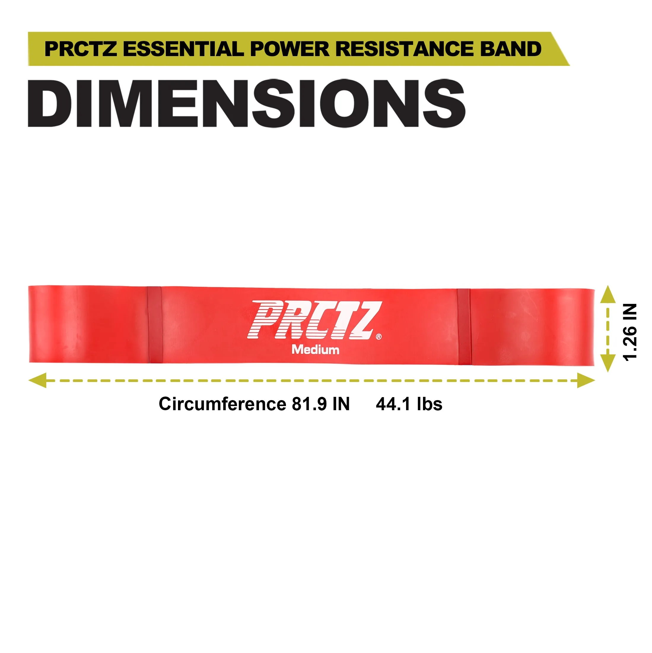 PRCTZ Power Training Band, Medium, Resistance Strength up to 79lbs