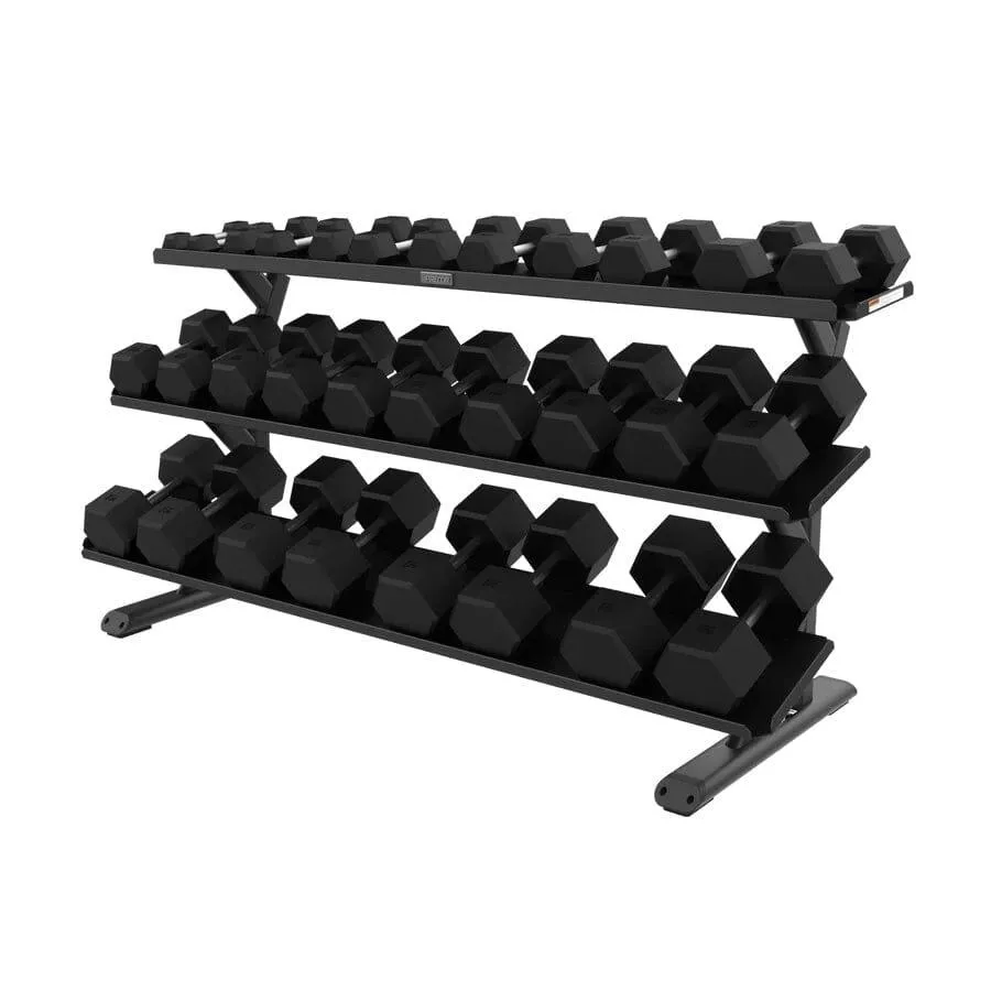 Precor Vitality Series 3-Tier, 15-Pair, Flat Tray Dumbbell Rack (VBR 6805)