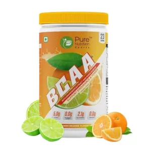 Pure Nutrition BCAA 2:1:1, Lemon Orange Flavor with L-Glutamine, Electrolytes, Grapeseed & Piperine, Sugar Free Amino Acid Supplement, Workout Muscle Recovery Drink for Muscle Growth 250g, 23 Servings