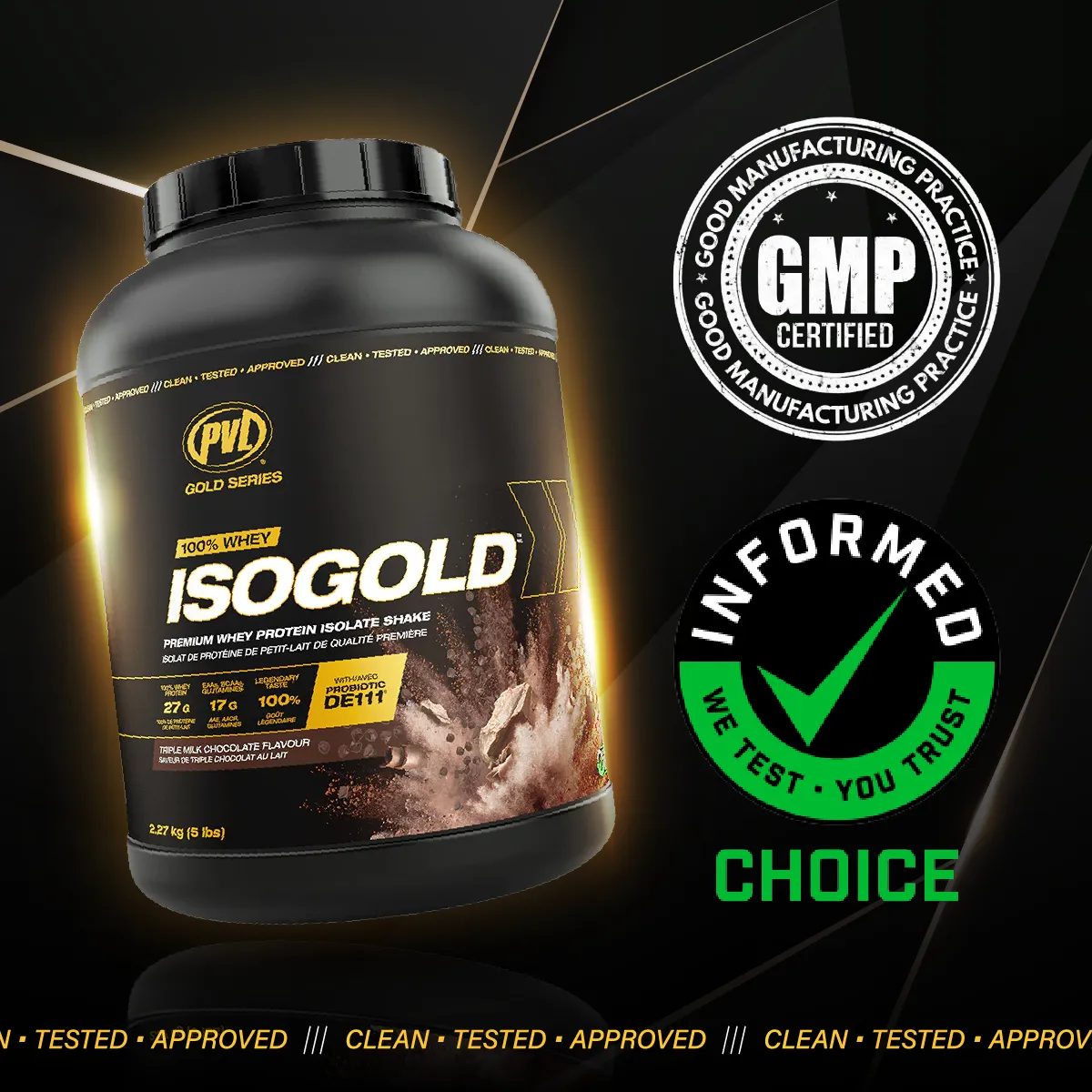 PVL Gold Series Iso Gold, 100% Whey Protein Isolate & Hydrolysate, Muscle Growth Support, Muscle Recovery, 2-5lbs