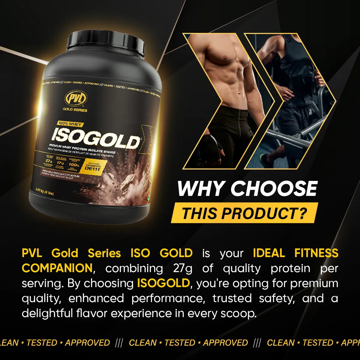 PVL Gold Series Iso Gold, 100% Whey Protein Isolate & Hydrolysate, Muscle Growth Support, Muscle Recovery, 2-5lbs