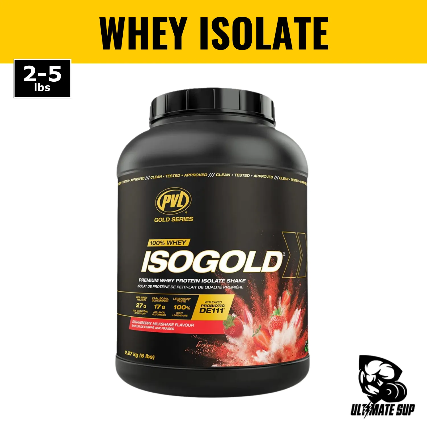 PVL Gold Series Iso Gold, 100% Whey Protein Isolate & Hydrolysate, Muscle Growth Support, Muscle Recovery, 2-5lbs