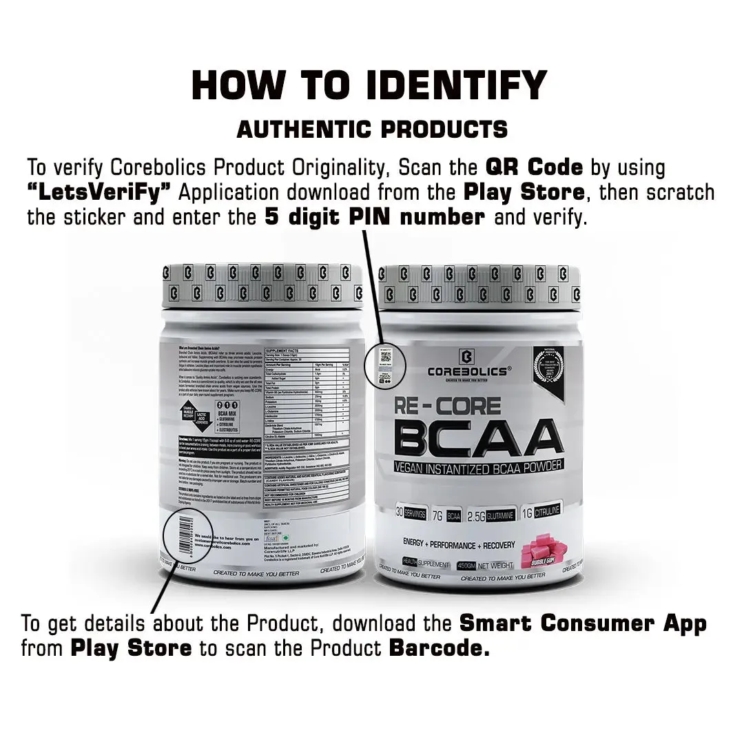 Re-core BCAA (450 Gm | 30 Servings) - Green Apple - 450 Gm