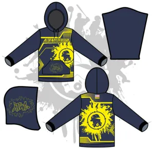 Retro Splash unisex hoody Navy/Neon Yellow