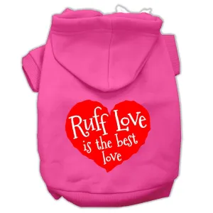 Ruff Love Screen Print Pet Hoodies Bright Pink Size Sm (10)