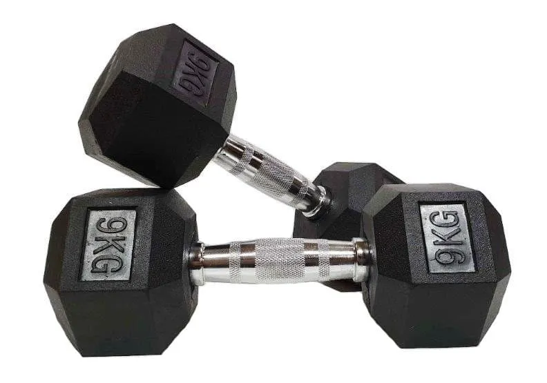 SALE:  Hex Dumbbell Pairs, "Class A" Commercial Grade - Rubber Coated (please select size)