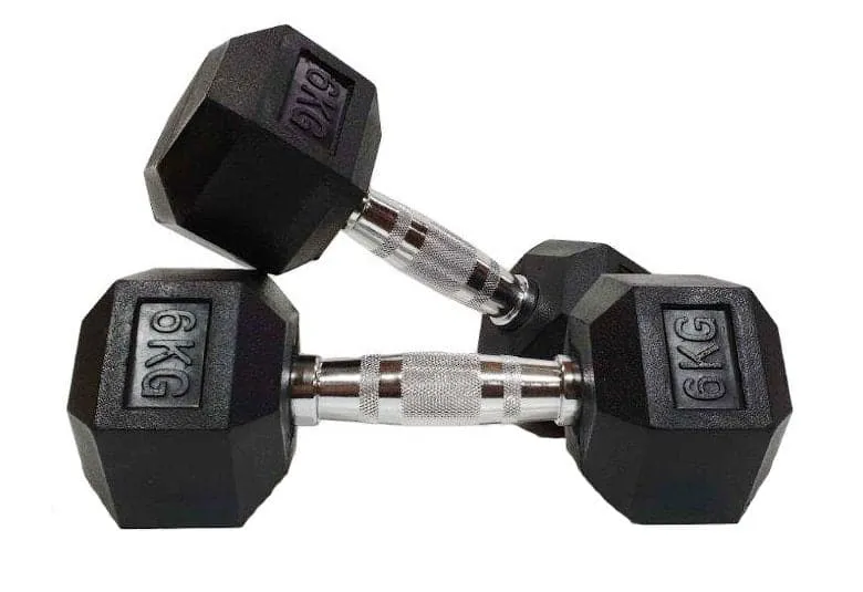 SALE:  Hex Dumbbell Pairs, "Class A" Commercial Grade - Rubber Coated (please select size)