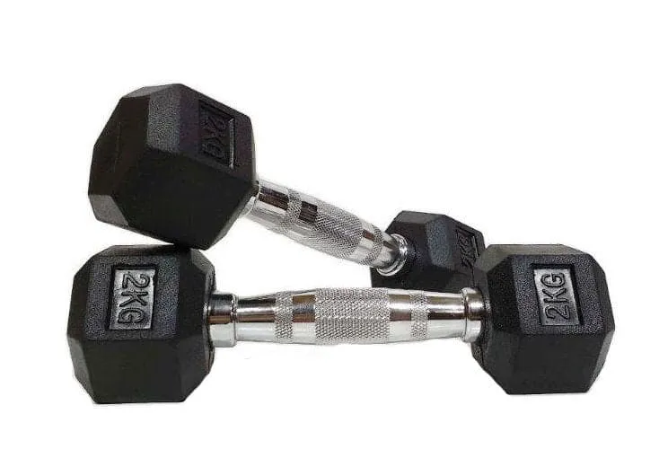 SALE:  Hex Dumbbell Pairs, "Class A" Commercial Grade - Rubber Coated (please select size)