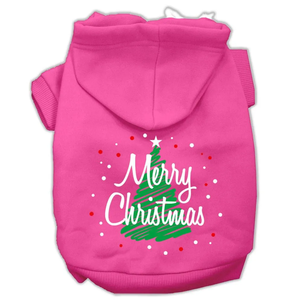 Scribbled Merry Christmas Screenprint Pet Hoodies Bright Pink Size XL (16)