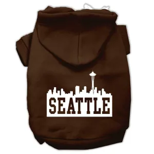 Seattle Skyline Screen Print Pet Hoodies Brown Size XXL (18)