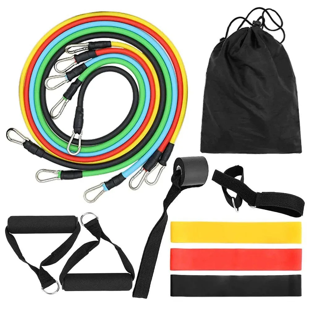 TOMSHOO 1 Set Resistance Bands Set Fitness Rubber Band Yoga Gym Exercise Elastic Loop Band Door Anchor Ankle Straps Set with Bag