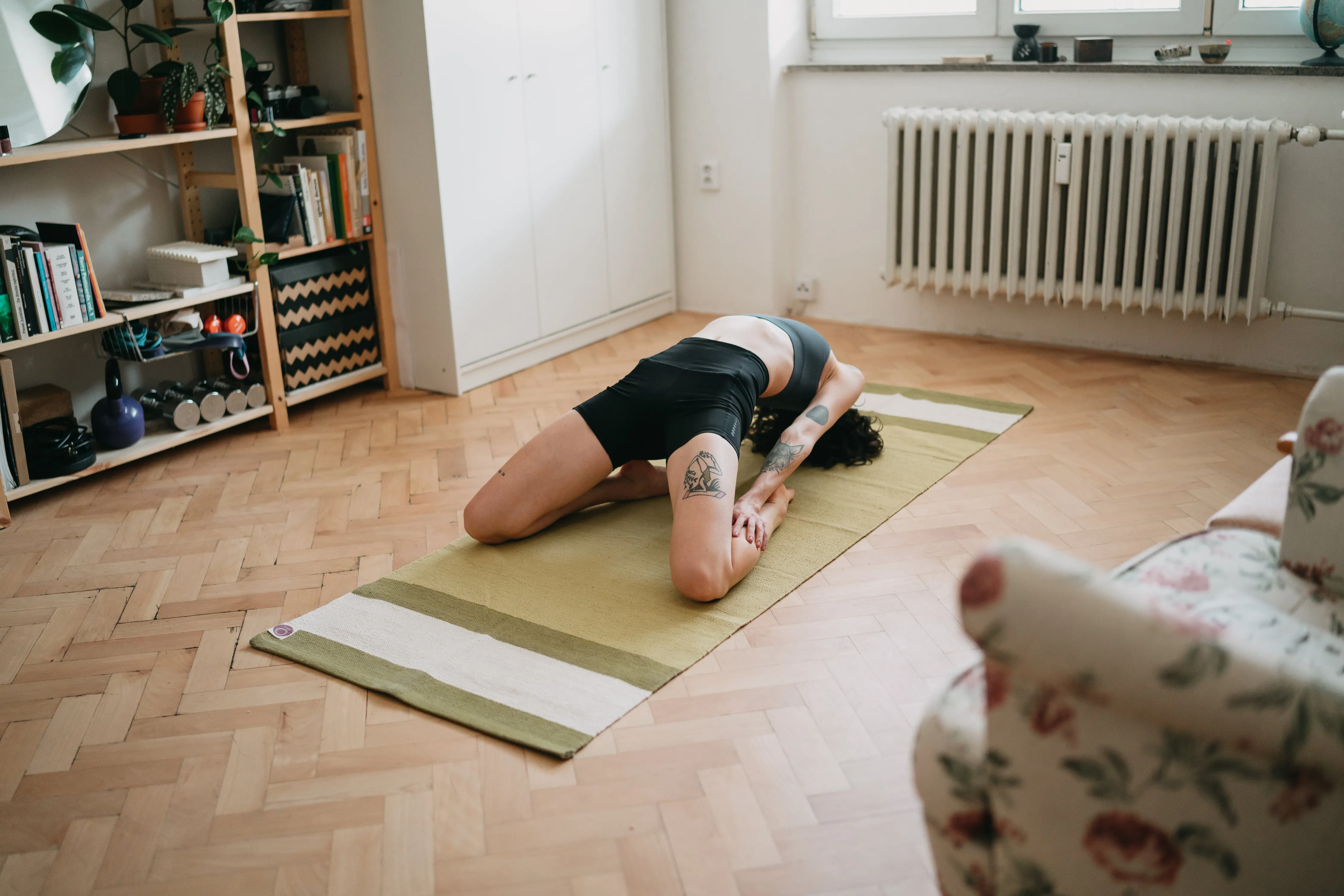 Turmeric Yellow combo - organic yoga rug   herbal towel