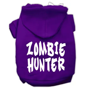 Zombie Hunter Screen Print Pet Hoodies Purple Size L (14)